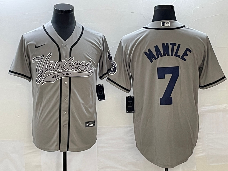 Men's New York Yankees Mickey Mantle #7 Gray Jersey Joint Edition